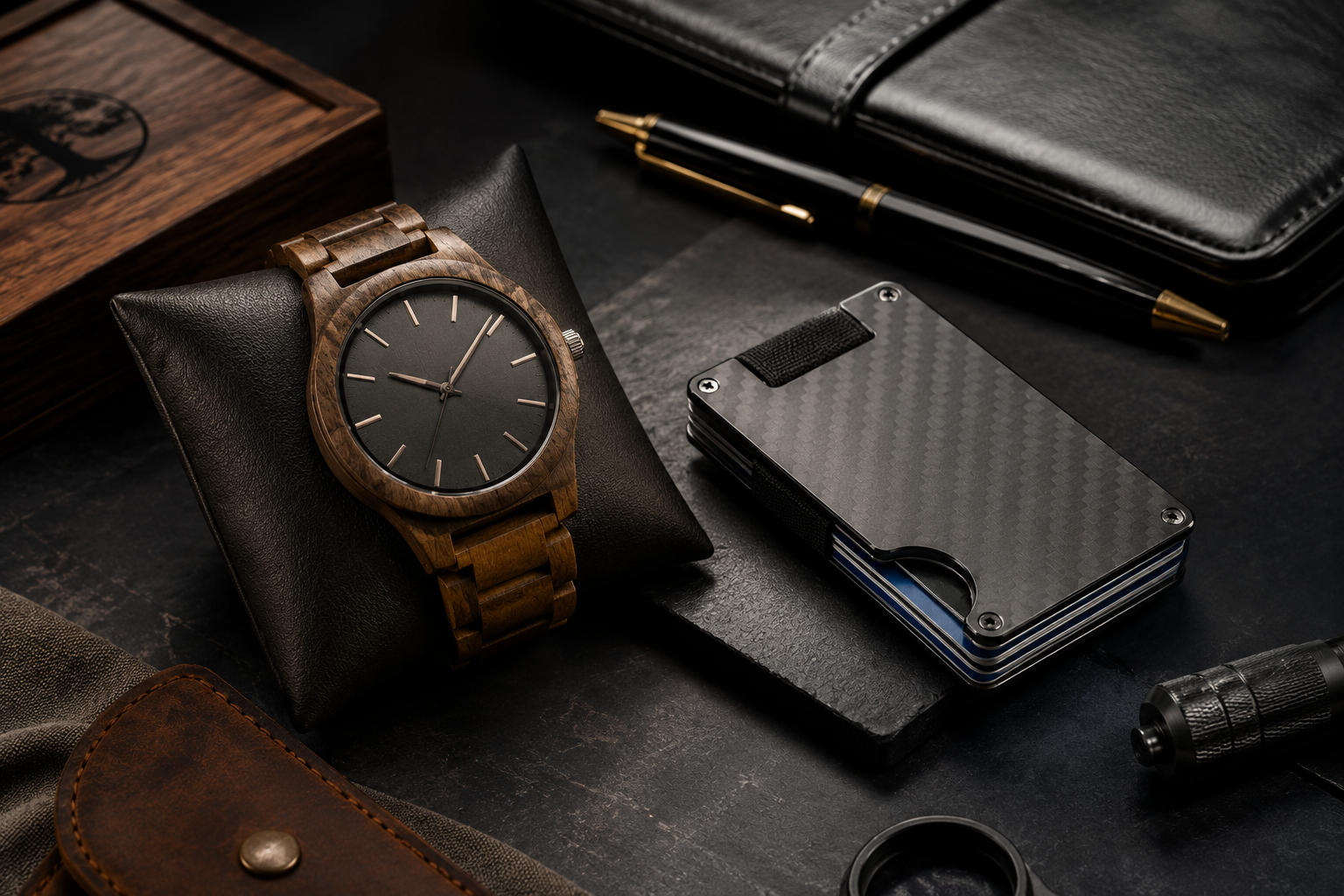 Personalized Wooden Watches or Minimalist Wallets