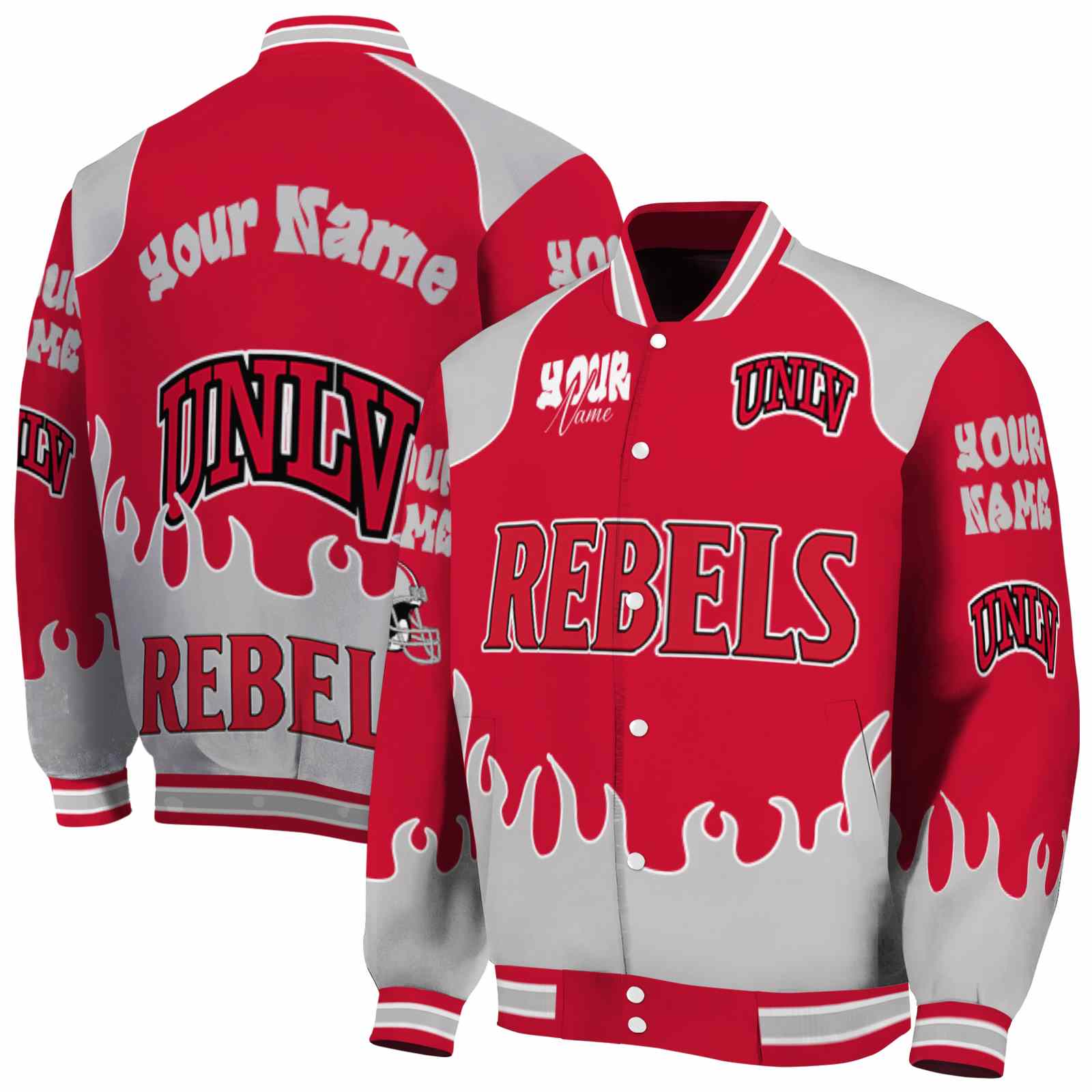 UNLV Rebels NCAA Fire Graphic All Over Print Red Jacket Customized For Football Fans