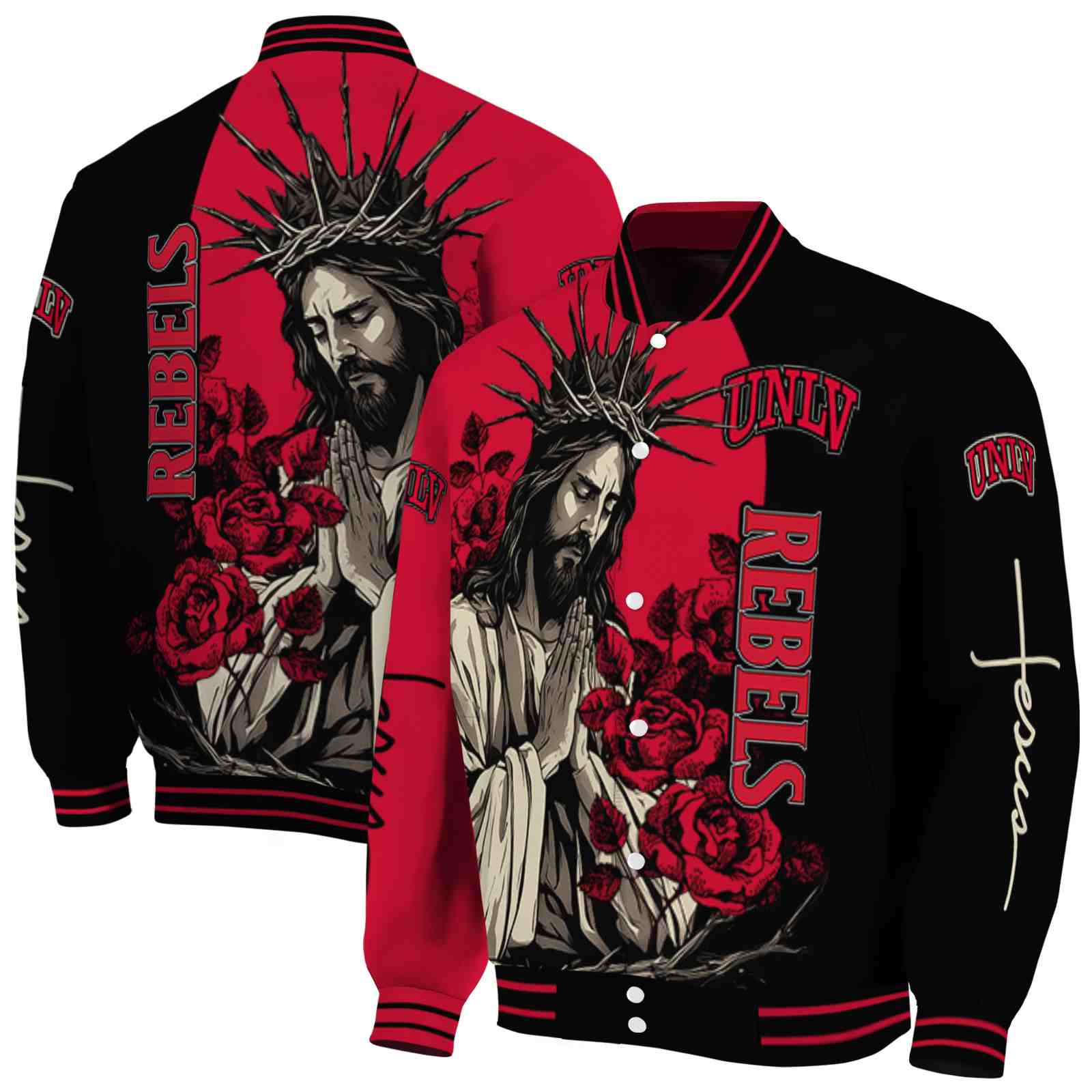 UNLV Rebels NCAA Hands In Prayer Red Black Jacket Custom Gift For Sport Team Fans 