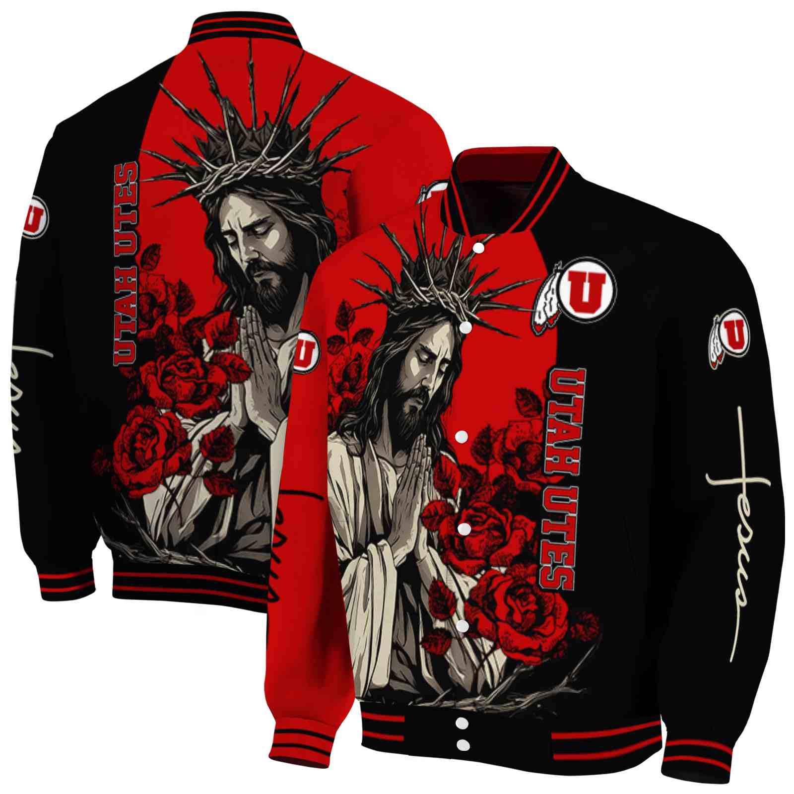 Utah Utes NCAA Hands In Prayer Red Black Jacket Custom Gift For Sport Team Fans 