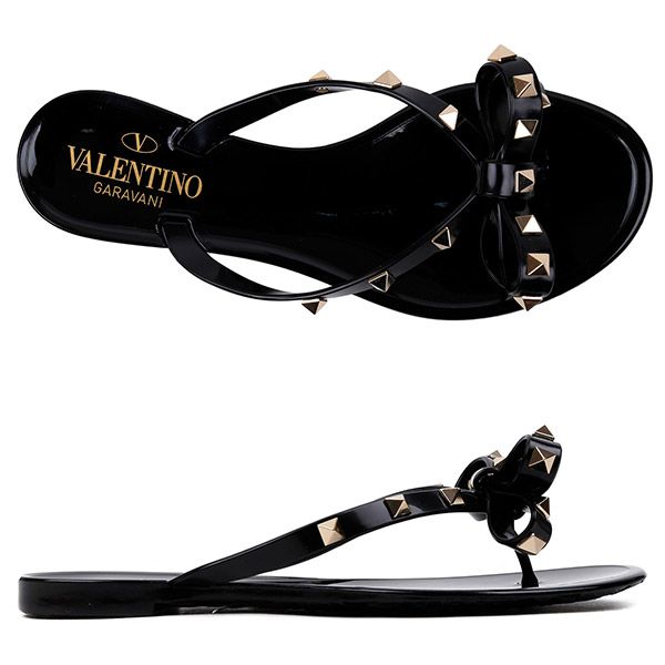 Valentino Black Ribbon Studded Flip Flop Sandal S0552 PVS 0NO 1 00233