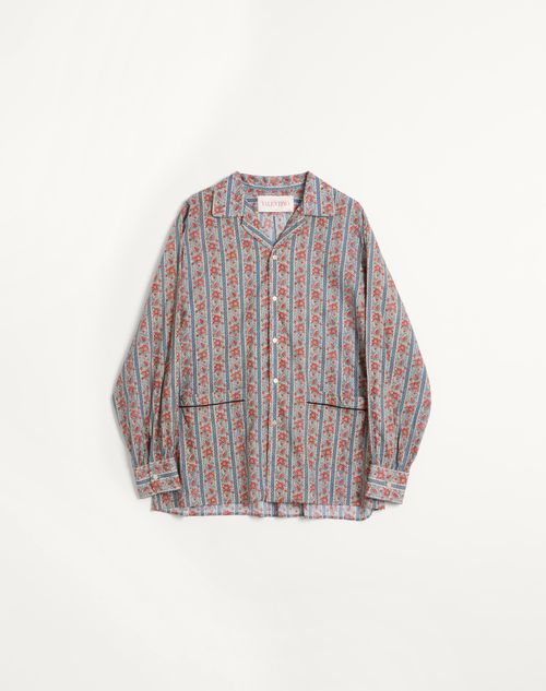 Valentino Garavani Cotton Muslin Pajama Shirt With Voyage Imaginaire Print