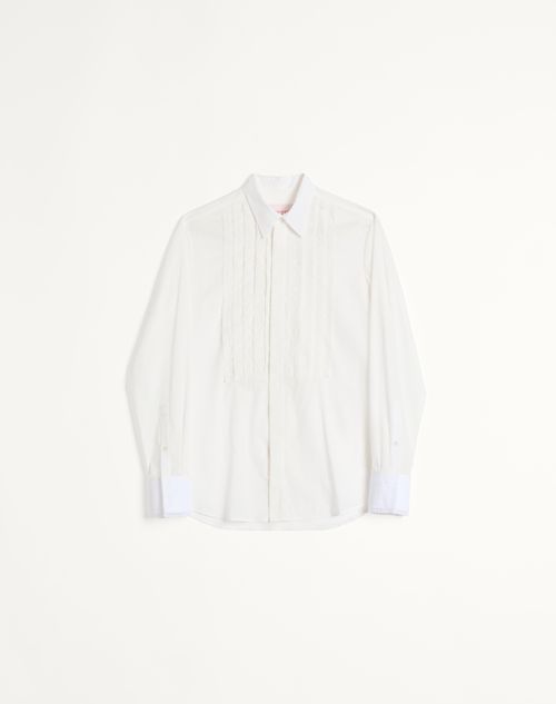 Valentino Garavani Cotton Muslin Shirt With Plastron And Lace Details