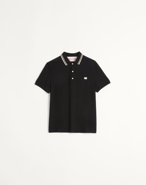 Valentino Garavani Cotton Pique Polo Shirt With Vlogo Patch