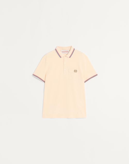 Valentino Garavani Cotton Pique Polo Shirt With Vlogo Patch