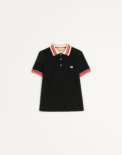 Valentino Garavani Cotton Pique Polo Shirt With Vlogo Patch