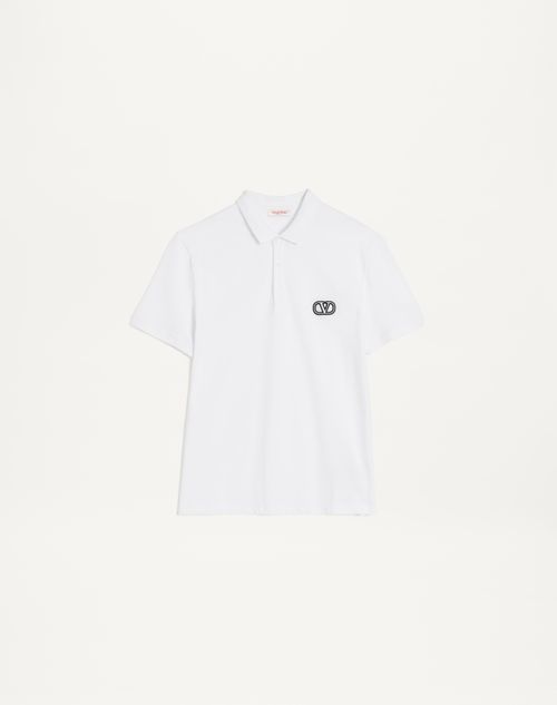 Valentino Garavani Cotton Pique Polo Shirt With Vlogo Signature Patch