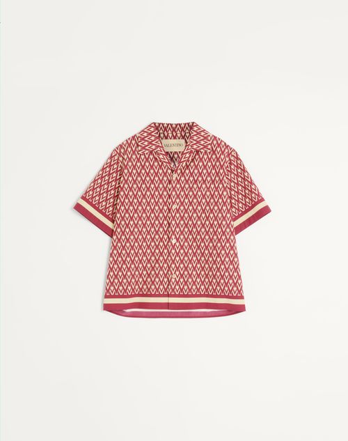Valentino Garavani Cotton Popeline Bowling Shirt With Toute La V Print