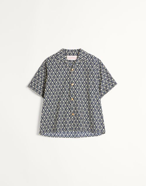 Valentino Garavani Cotton Popeline Bowling Shirt With Toute La V Print