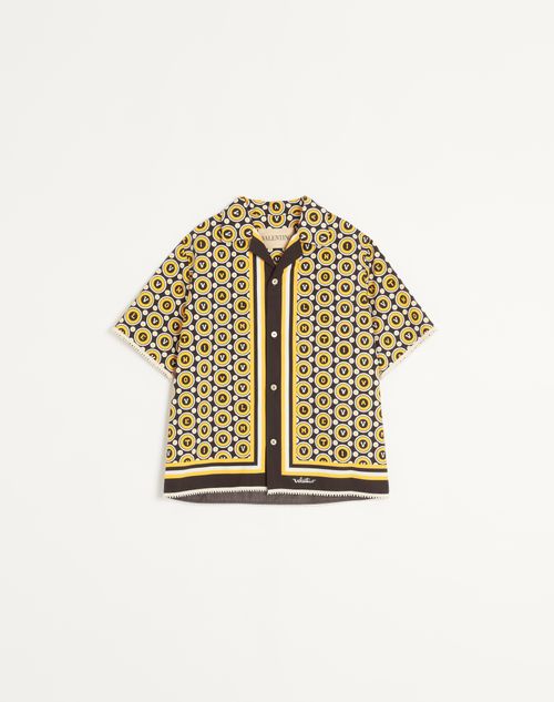 Valentino Garavani Cotton Poplin Bowling Shirt With Bulles Royales Print