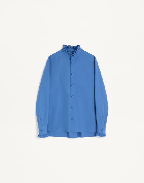 Valentino Garavani Cotton Poplin Shirt With Plastron And Ruffles