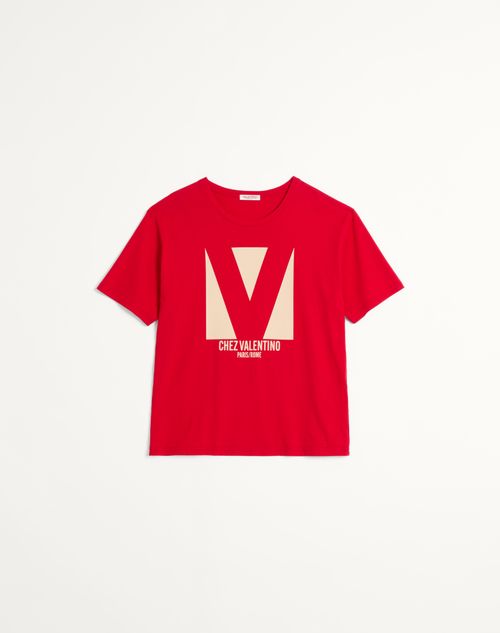 Valentino Garavani Cotton T-Shirt With Chez Valentino Print