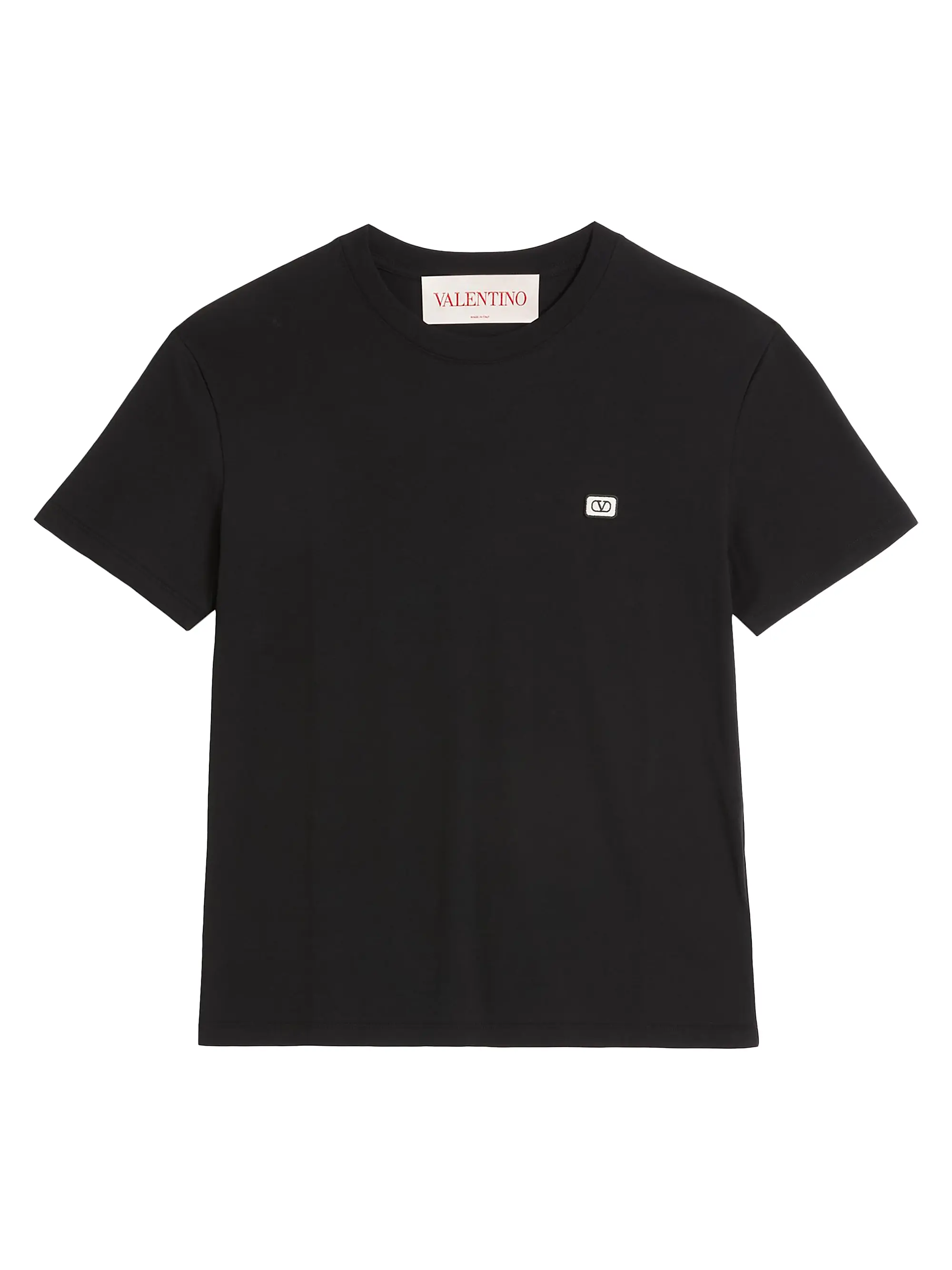 Valentino Garavani Cotton T-Shirt with VLogo Patch Black
