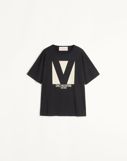 Valentino Garavani Jersey Cotton T-Shirt With Chez Valentino Print