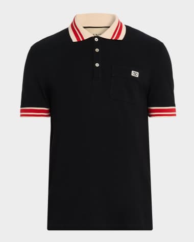 Valentino Garavani Men's Cotton VLogo-Pocket Polo Shirt Black