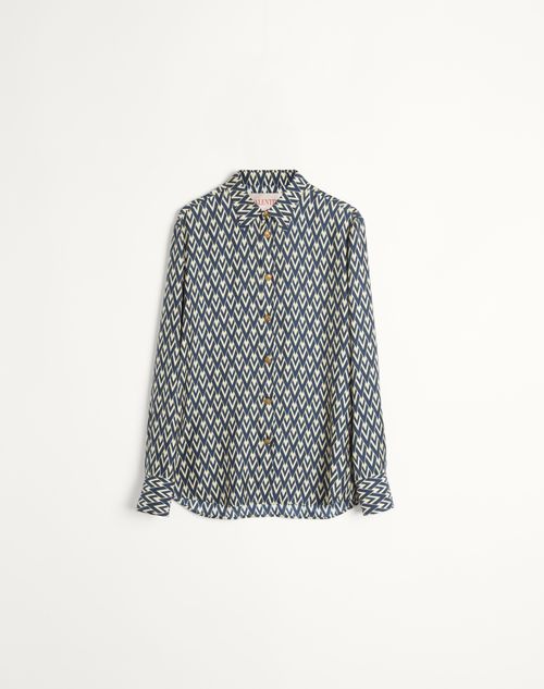 Valentino Garavani Silk Twill Shirt With Toute La V Print