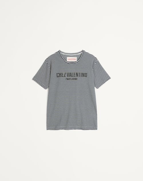 Valentino Garavani Striped Cotton T-Shirt With Chez Valentino Print