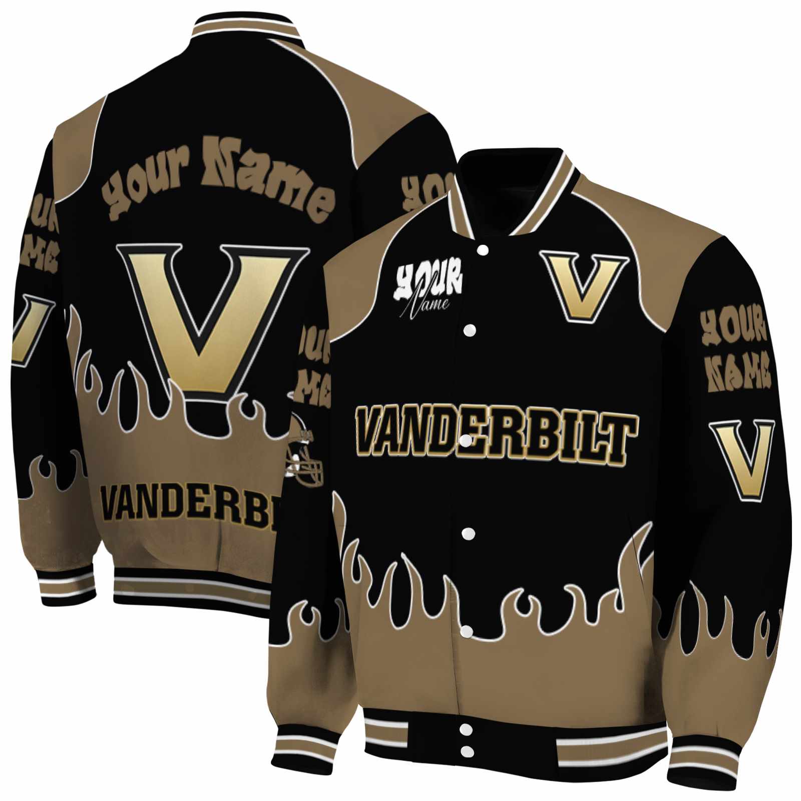 Vanderbilt Commodores NCAA Fire Graphic Black Jacket Customized For Football Fans