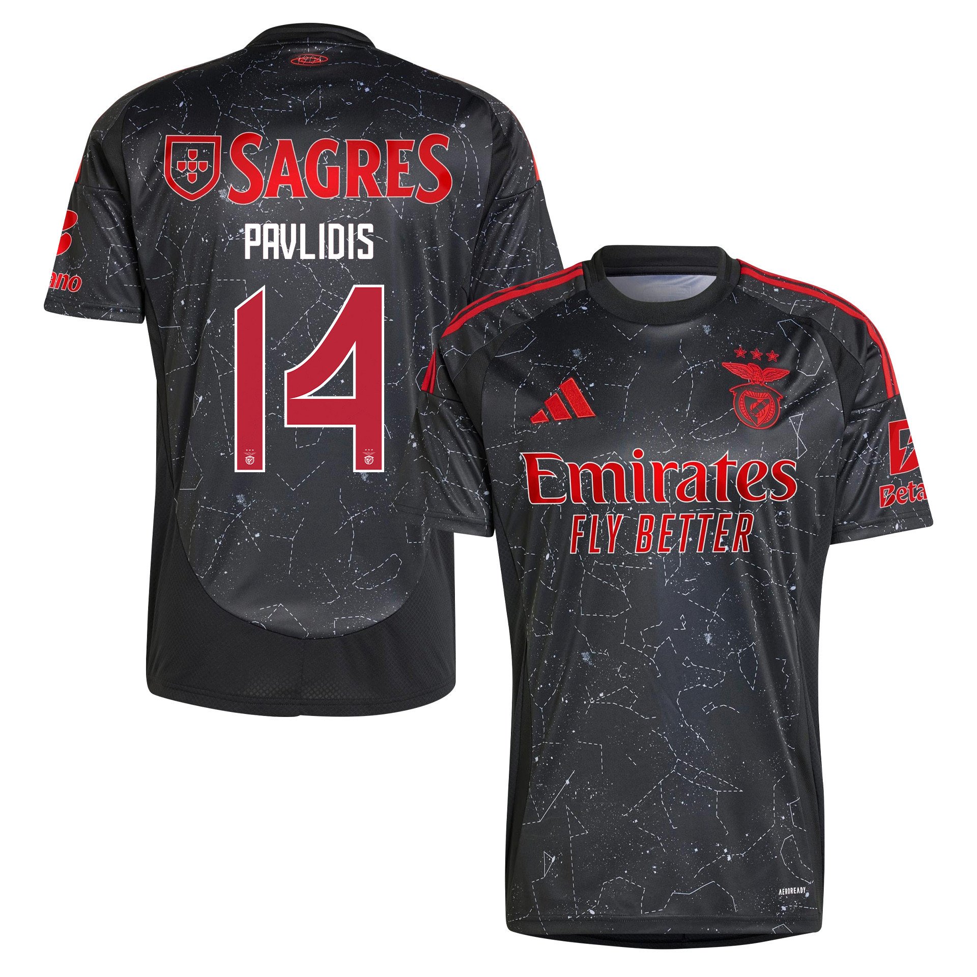Vangelis Pavlidis 14 S.L. Benfica 2024/25 Away Men Jersey - Black