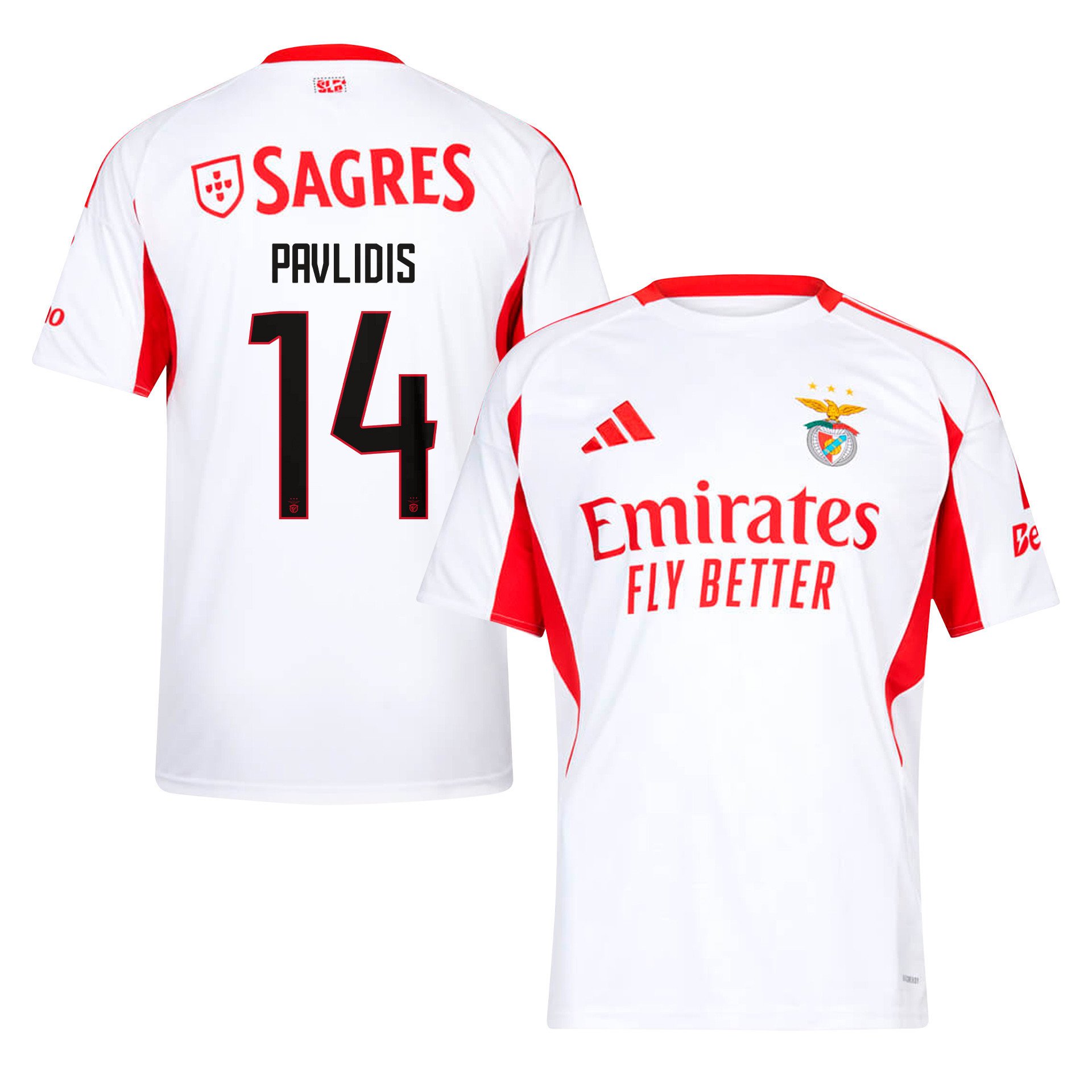 Vangelis Pavlidis 14 SL Benfica 2025/26 Away Men Jersey - White