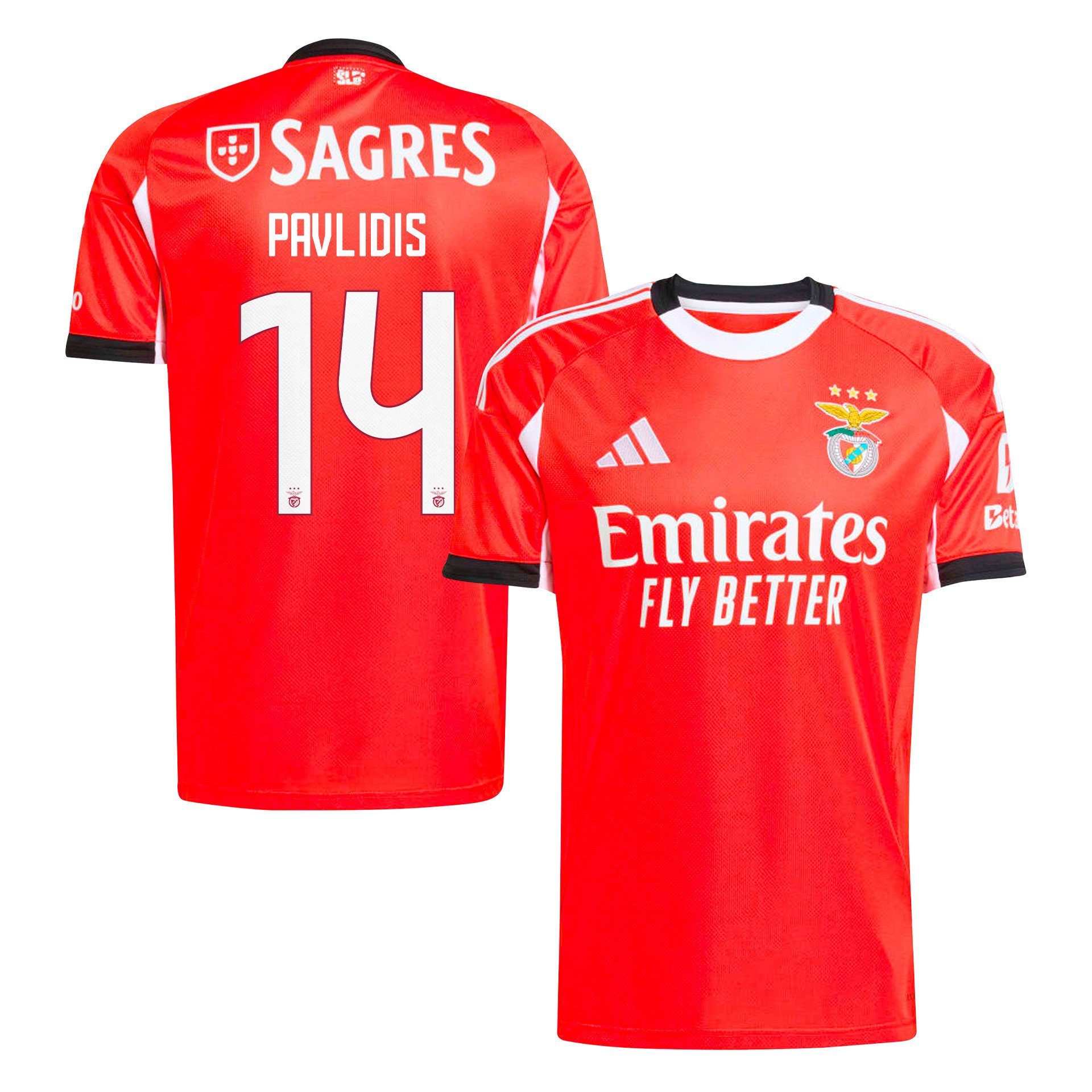 Vangelis Pavlidis 14 SL Benfica 2025/26 Home Men Jersey - Red