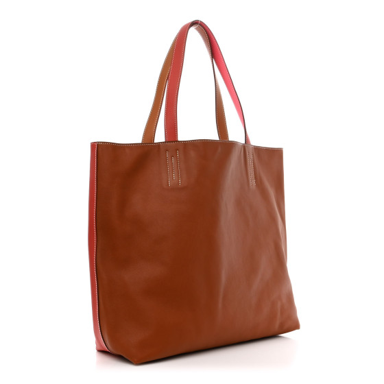 Veau Sikkim Double Sens 36 Reversible Tote Gold Rose Azalee Rouge Casaque Brique - Image 12