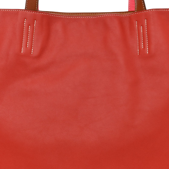 Veau Sikkim Double Sens 36 Reversible Tote Gold Rose Azalee Rouge Casaque Brique - Image 15