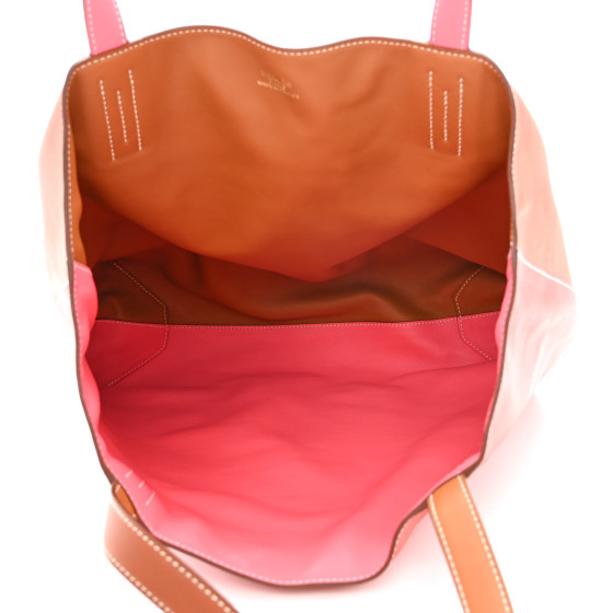 Veau Sikkim Double Sens 36 Reversible Tote Gold Rose Azalee Rouge Casaque Brique - Image 14