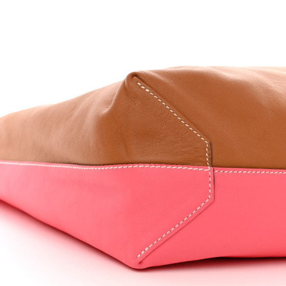 Veau Sikkim Double Sens 36 Reversible Tote Gold Rose Azalee Rouge Casaque Brique - Image 9