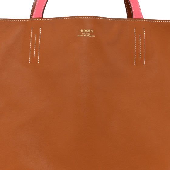 Veau Sikkim Double Sens 36 Reversible Tote Gold Rose Azalee Rouge Casaque Brique - Image 8