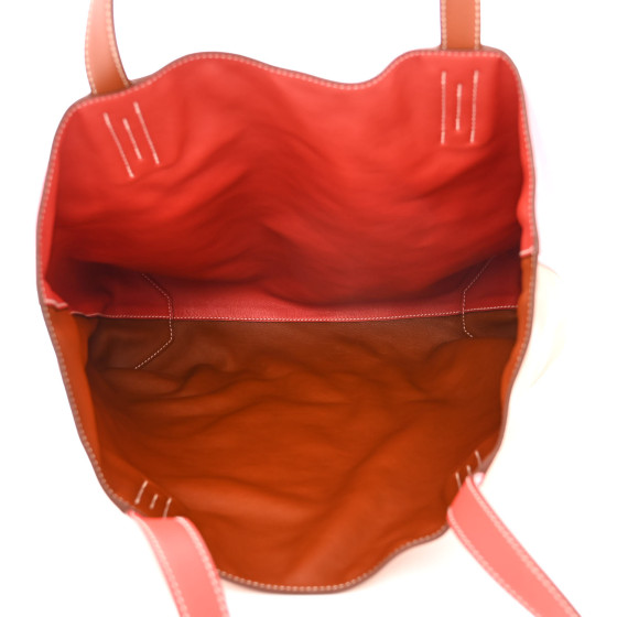 Veau Sikkim Double Sens 36 Reversible Tote Gold Rose Azalee Rouge Casaque Brique - Image 5