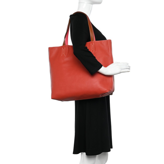 Veau Sikkim Double Sens 36 Reversible Tote Gold Rose Azalee Rouge Casaque Brique - Image 2