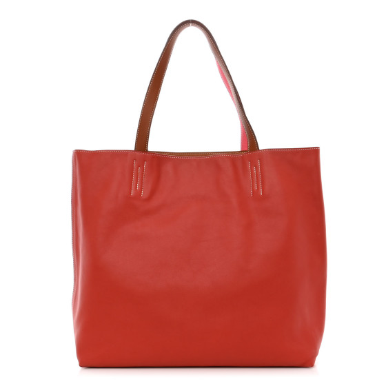 Veau Sikkim Double Sens 36 Reversible Tote Gold Rose Azalee Rouge Casaque Brique - Image 11