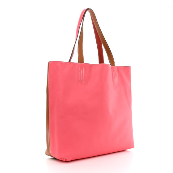 Veau Sikkim Double Sens 36 Reversible Tote Gold Rose Azalee Rouge Casaque Brique - Image 3