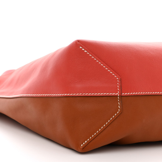 Veau Sikkim Double Sens 36 Reversible Tote Gold Rose Azalee Rouge Casaque Brique - Image 16