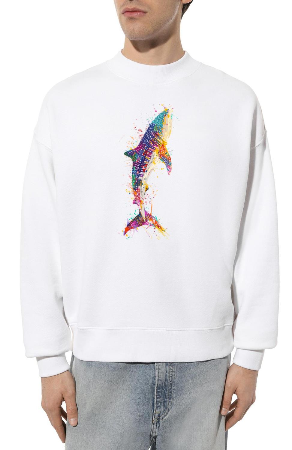 Vibrant Colorful Artistic Shark Design for a_3 - Unisex Sweatshirt