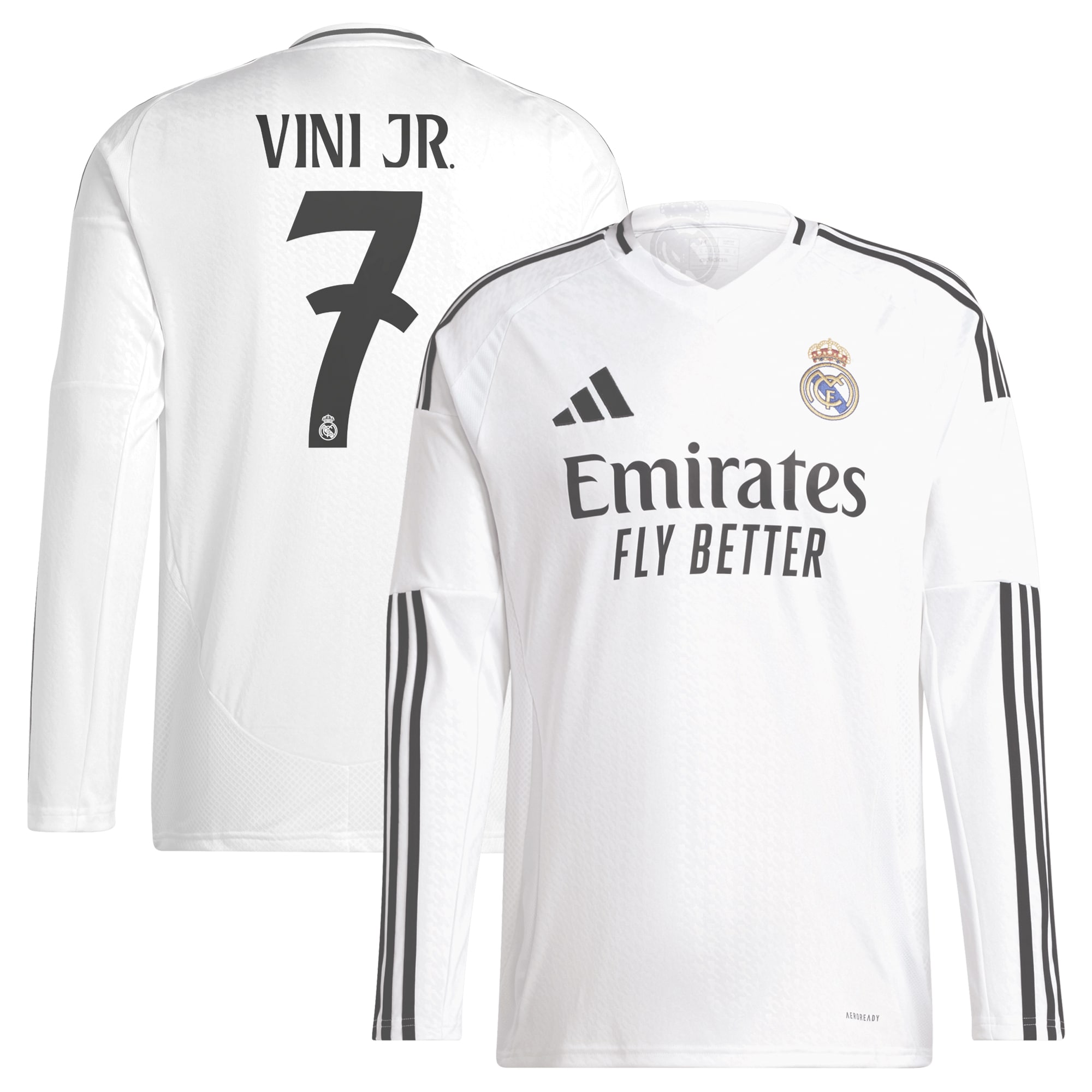 Vini Jr. Real Madrid adidas 2024/25 Home Replica Long Sleeve Player Jersey - White