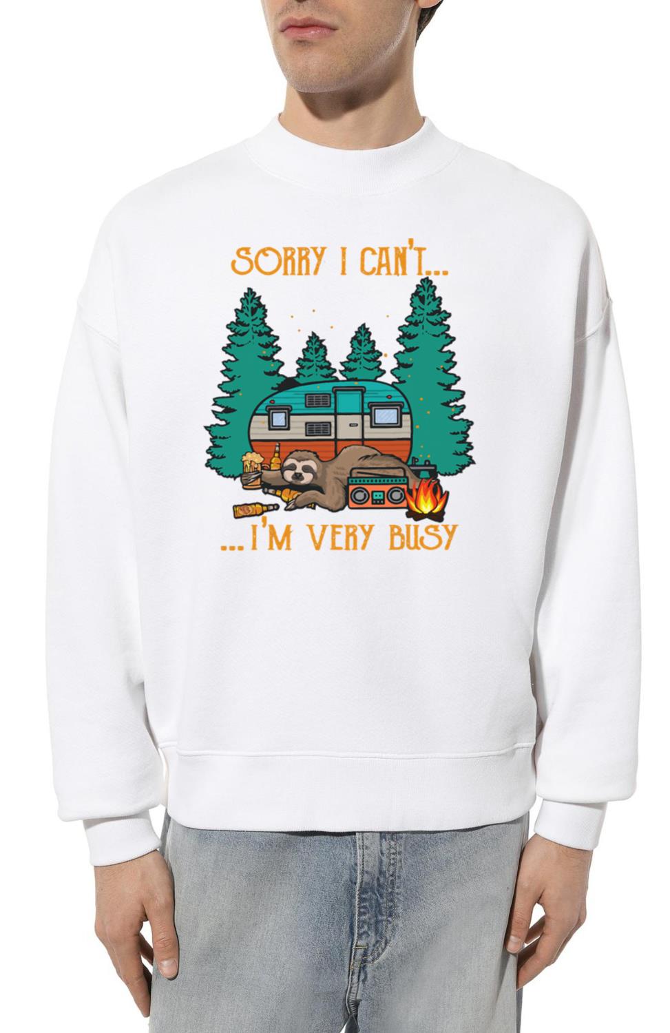 Vintage Sorry I Can t I m Very Busy Sloth Camping - Unisex Sweatshirt