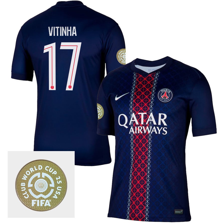 Vitinha 17 Paris Saint-Germain 2025/26 FIFA Club World Cup 25 USA Patch Home Men Jersey - Navy