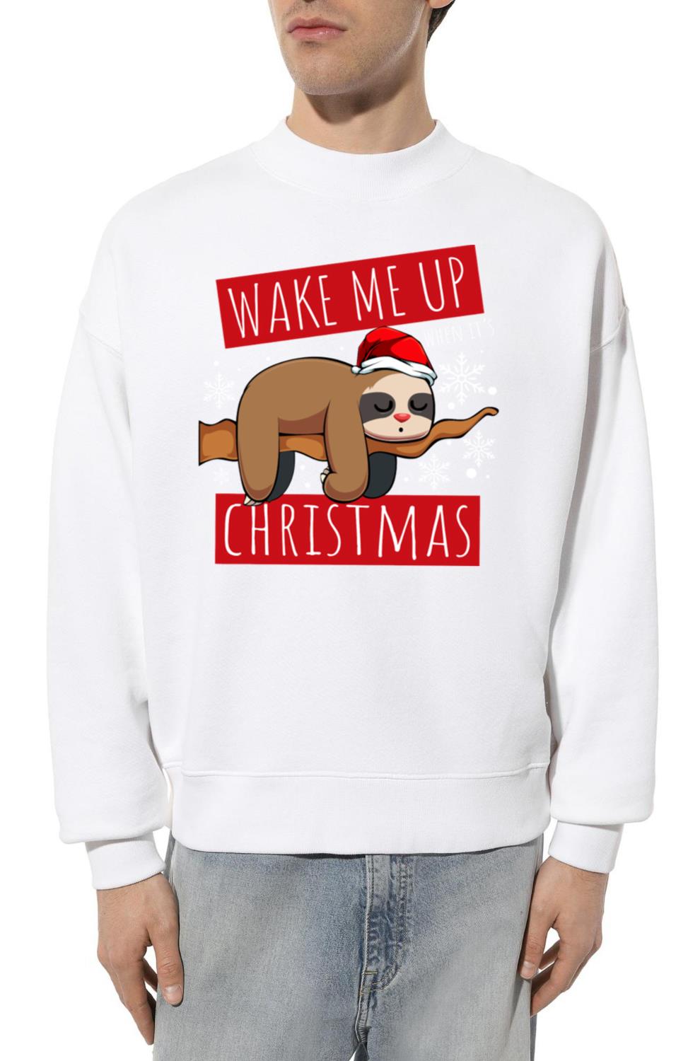 Wake Me Up When It s Christmas Sloth Funny Animal - Unisex Sweatshirt
