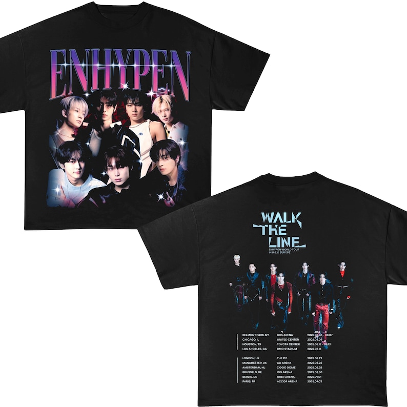 Walk The Line In U.S & Europe Enhypen World Tour 2025 Tour Shirt