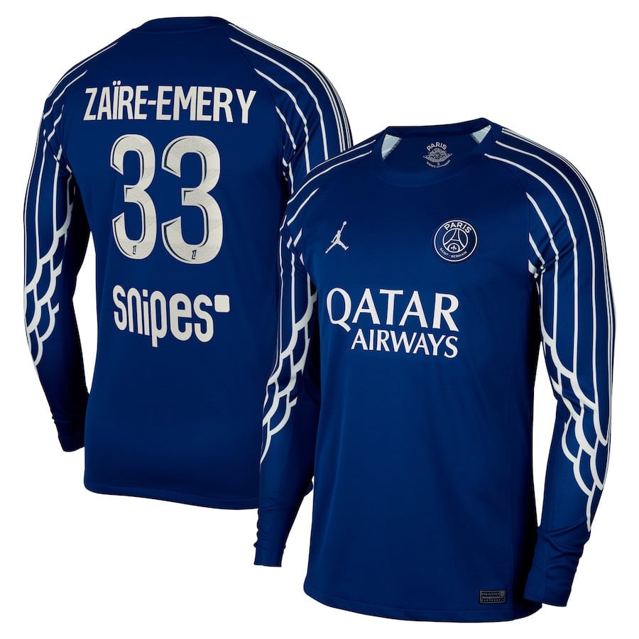Warren Zare-Emery 33 Paris Saint-Germain 2024/25 Fourth Long Sleeve Men Jersey - Dark Blue