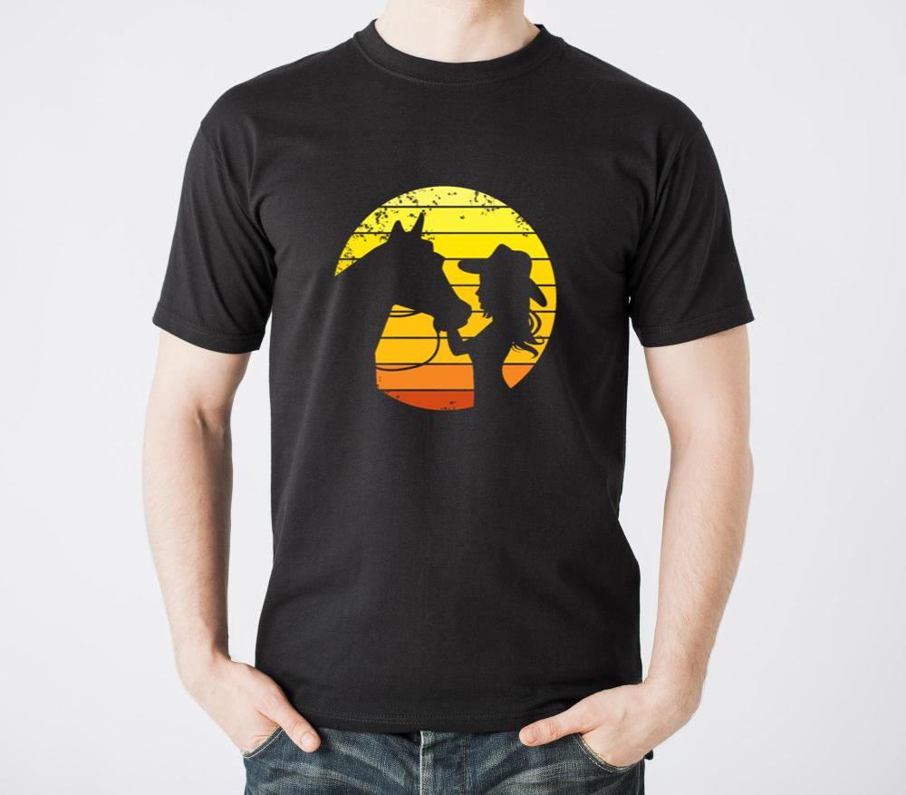 Western Riding Girl With Horse Silhouette Gift - Unisex Standard T-Shirt
