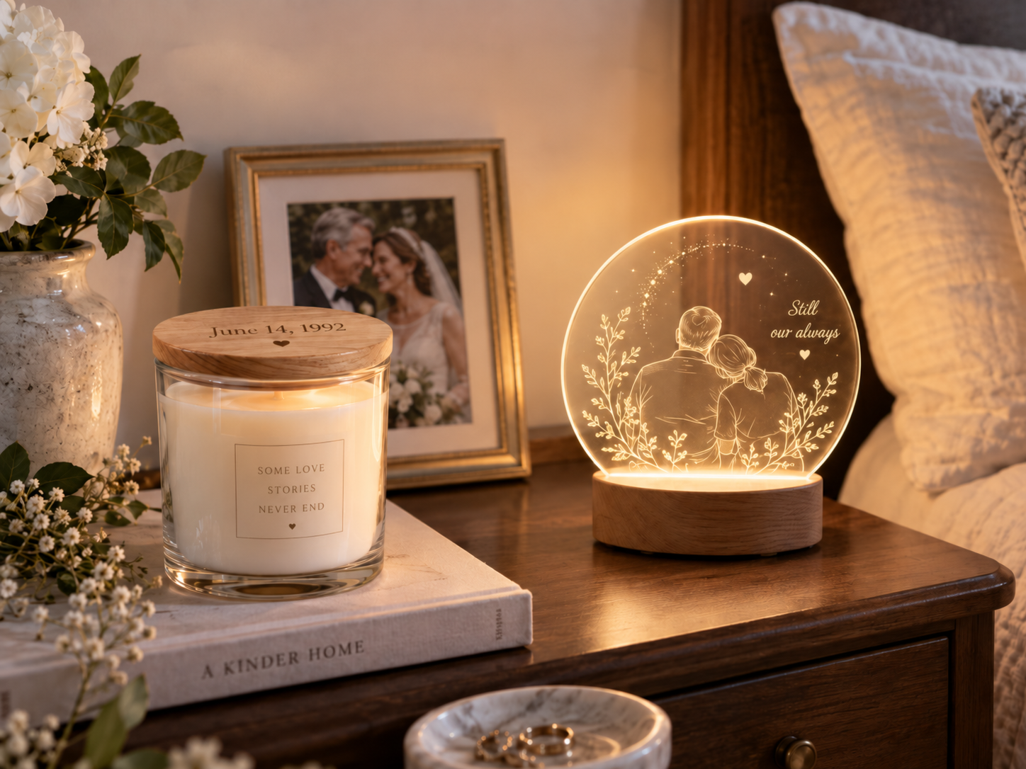 60th Wedding Anniversary Gift Ideas For Parents: Custom Candles and Night Lights