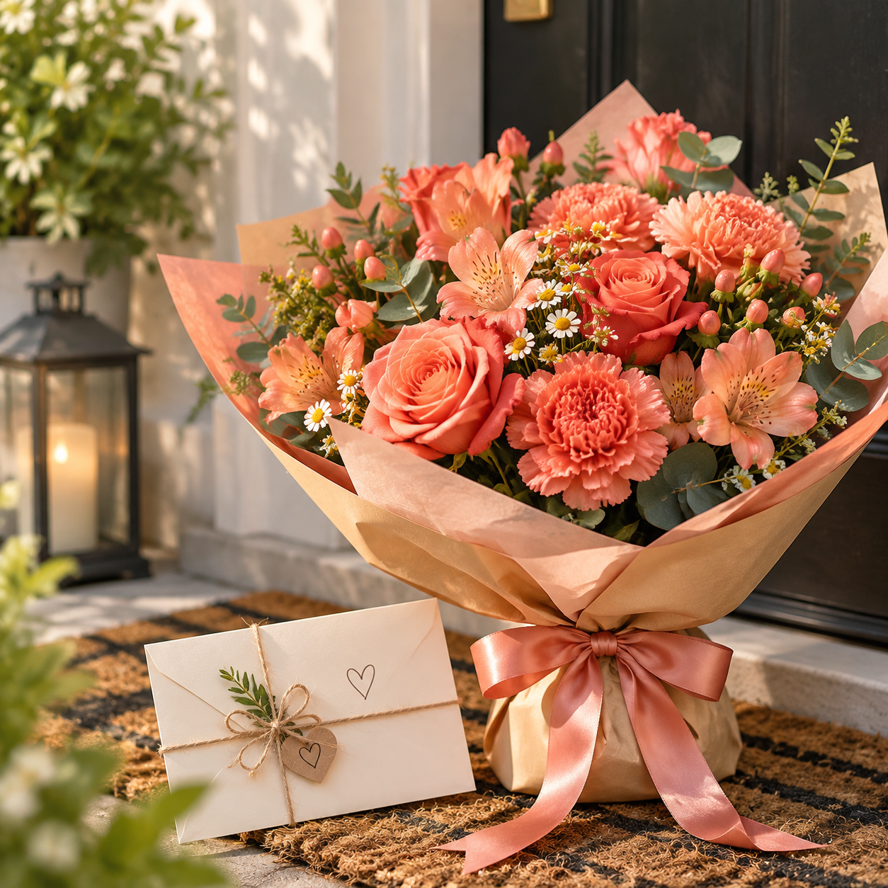 35th Anniversary Gifts: Coral-Hued Floral Arrangements