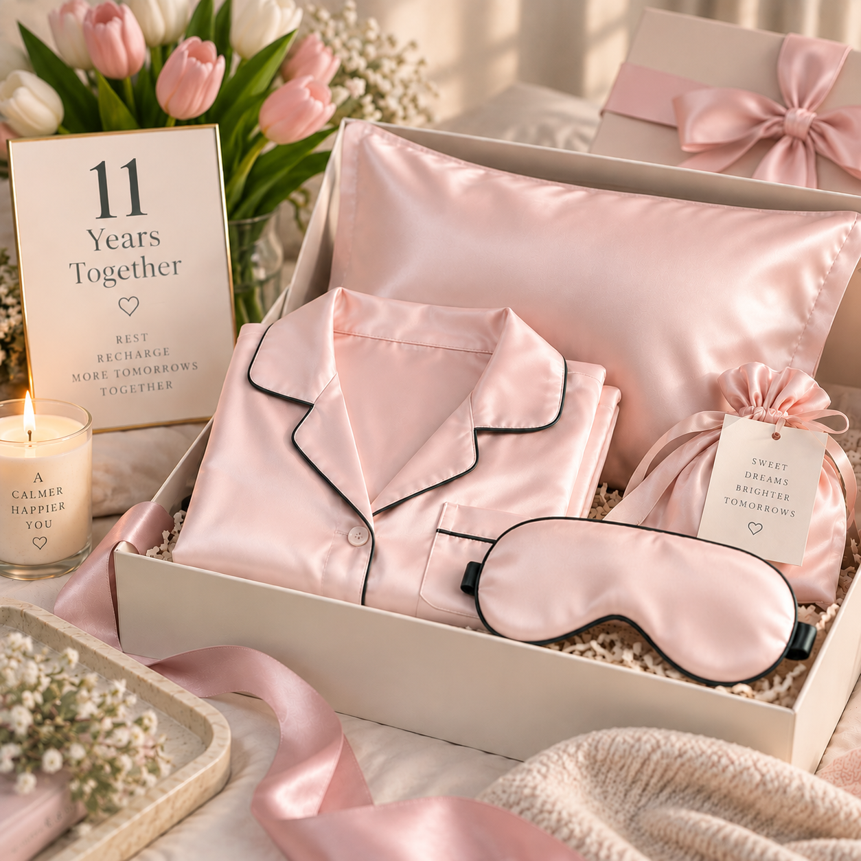 11th Anniversary Gift Ideas: Luxury Silk Sleep and Wellness Set