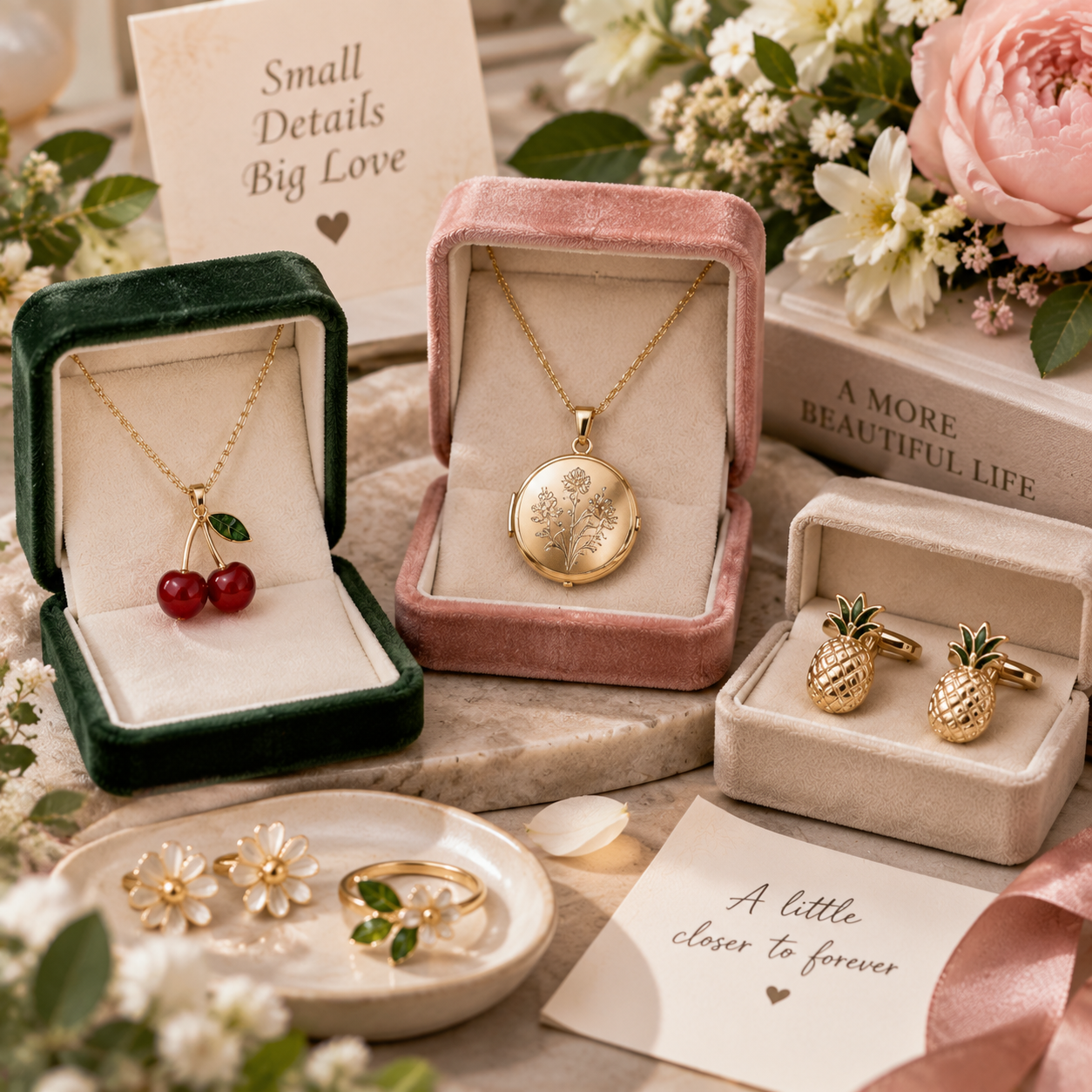 4th Wedding Anniversary Gift: Botanical and Fruit-Themed Jewelry