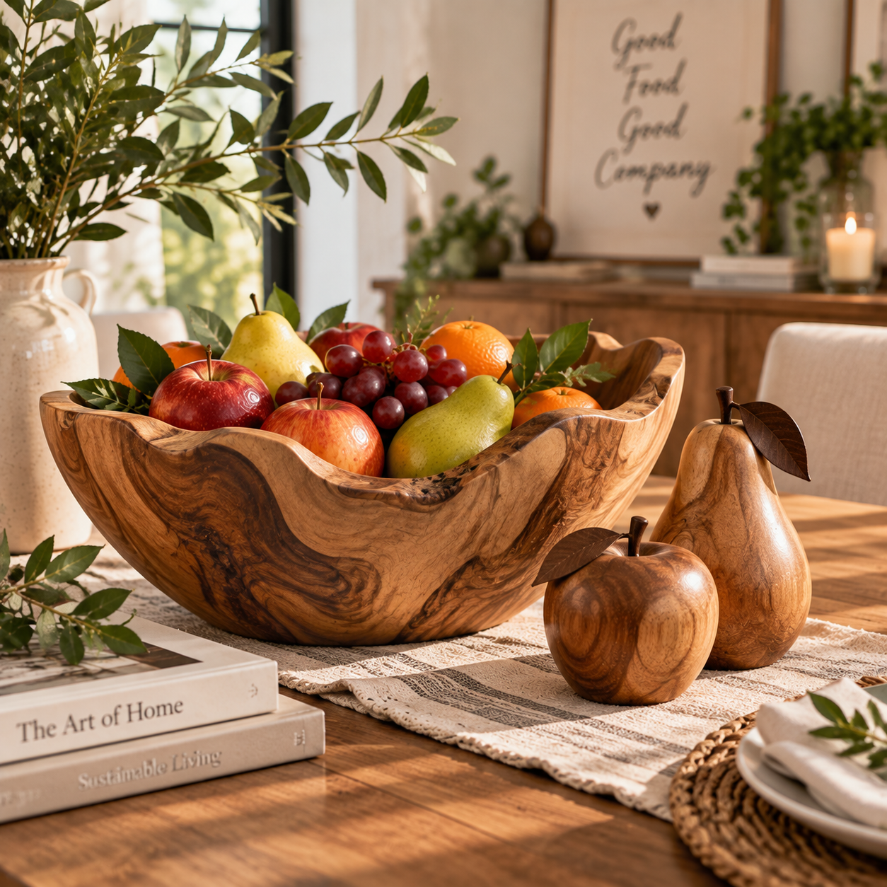 4th Wedding Anniversary Gift: Hand-Carved Wooden Fruit Bowls & Accent Pieces