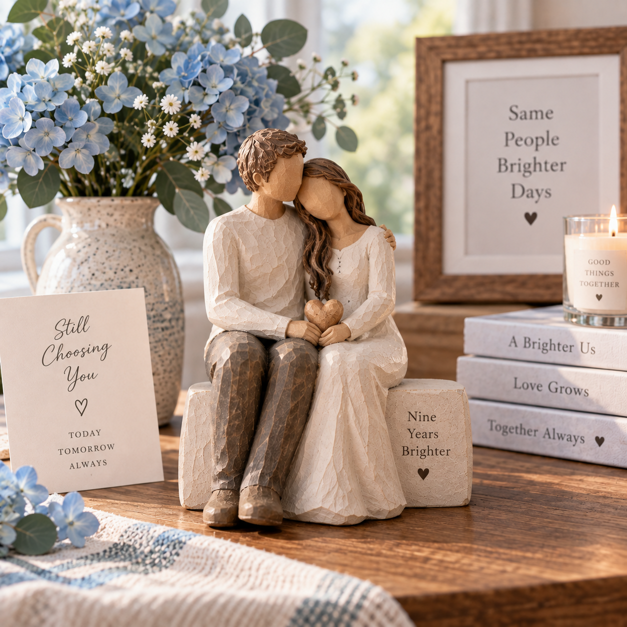 9th Anniversary Gift Ideas: Hand-Painted Couple Figurines