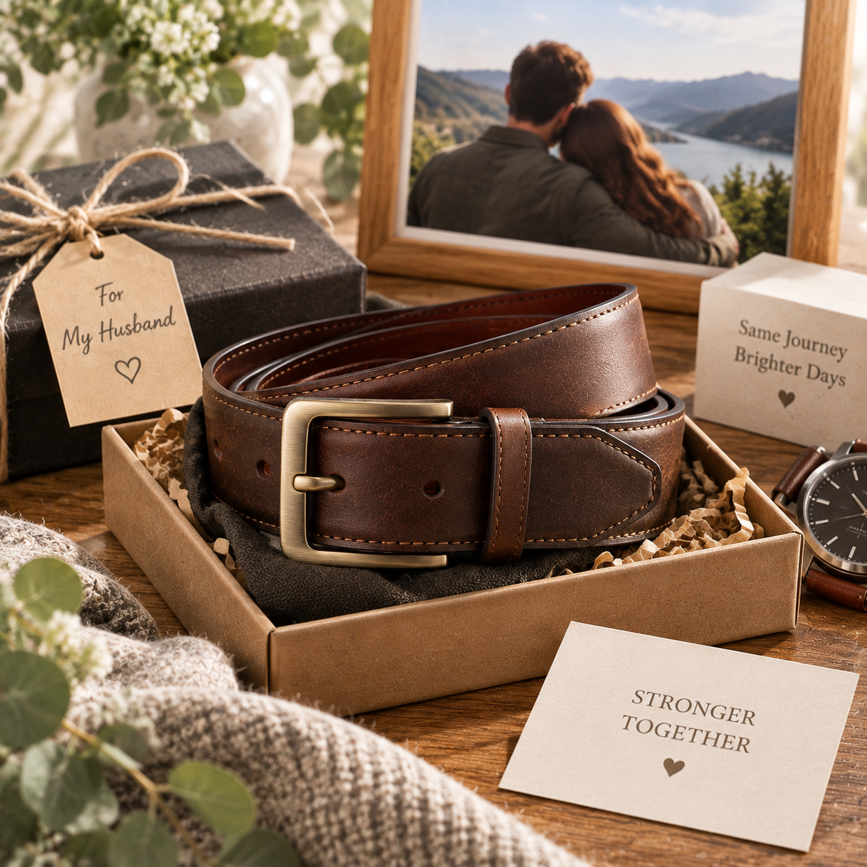 3rd Wedding Anniversary Gift: Handcrafted Leather Belt for Husband